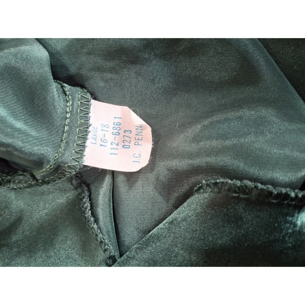 Vintage Beth Michaels Silky Satin Green Chemise Babydoll JC Penney Lingerie Sz L